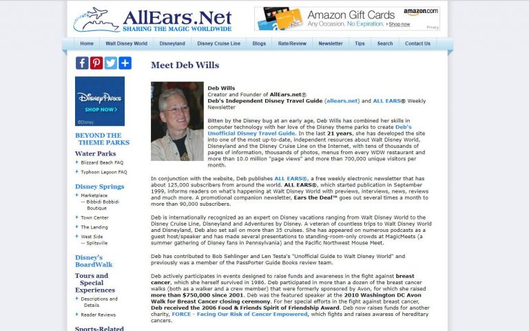 Deb Wills fundadora do famoso site AllEars.Net aposentou-se