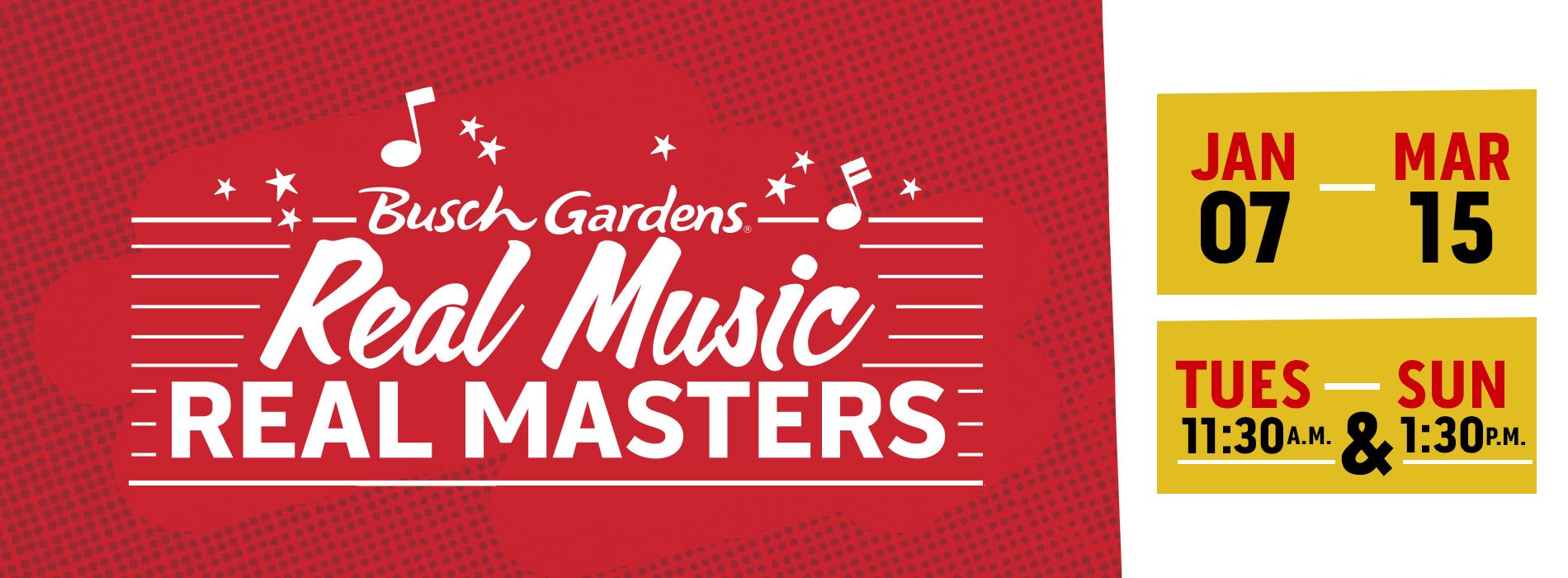 Real Music, Real Masters retorna ao Busch Gardens Viajando para Orlando