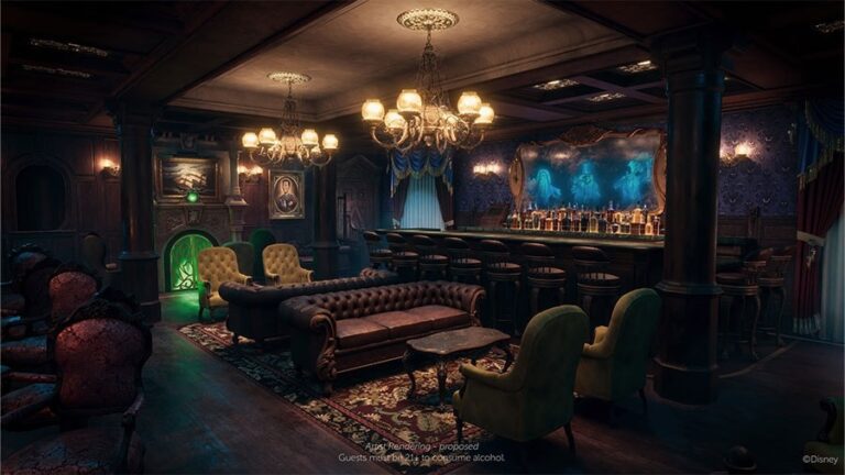 O primeiro bar inspirado na atração Haunted Mansion chegará ao Disney Treasure em 2024