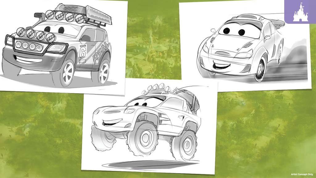 off road rally race, and lightning mcqueen, mater, magic kingdom